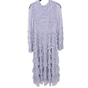 CATCHALL Maxi Dress Womens Small Lavender Purple Lace Tiered Ruffle Fairycore